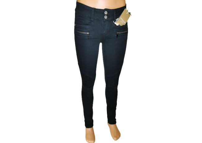 Moteriški juodi džinsai LEXXURY, moto stiliaus