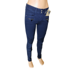 Moteriški tamsiai mėlyni džinsai LEXXURY, moto stiliaus
